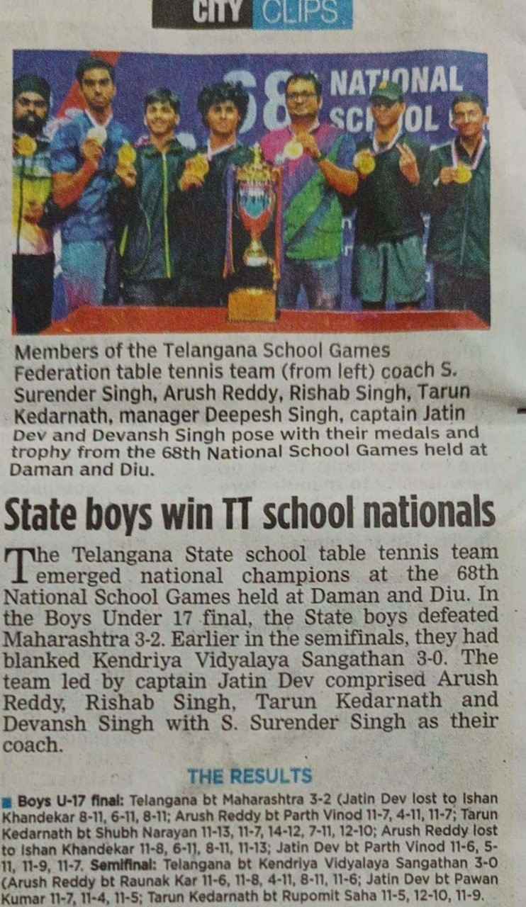 68 National school games Table Tennis Championship 21st November 2024